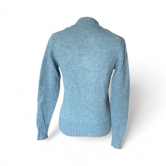 Vintage Cable Knit 100% Pure Wool Icy Blue size S Alice Blues V-Neck Sweater - Picture 2 of 8
